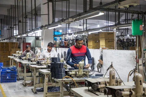 Production at the Jajmau Tanneries CETP Co. in Kanpur. (Photographer: Anshika Varma for Bloomberg Businessweek)