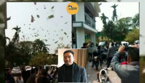 जीत के नशे में बीजेपी MLA ने की नोटों की बारिश, क्या नोटों के जोर पर ही पूर्वोतर में सरकार बना रही है भाजपा ?