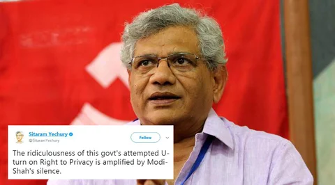 निजता के अधिकार पर मोदी-अमित शाह की चुप्पी के बावजूद सरकार का ‘यू-टर्न’ हास्यास्पद – सीताराम येचुरी