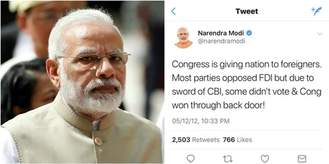 कांग्रेस की 49% FDI का विरोध करते करते भाजपा ने लगा दिया 100% FDI, CM मोदी सही थे या PM मोदी ?