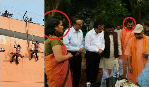योगीराज में सरकारी बसों और इमारतों के भगवाकरण के बाद अब डीएम और विधायक भी हो रहे है भगवामय