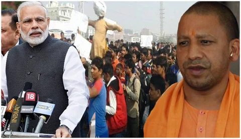 मोदी-योगी पर भरोसा जताने वाले यूपी के युवाओं के सब्र का बाँध टूटा, रोजगार की मांग लेकर सड़कों पर उतरे