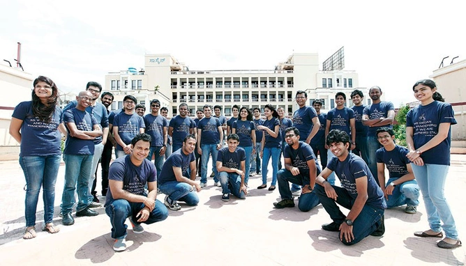 MOON STRUCK: Team Indus outside their mission control in Bangalore. Photo by Bandeep Singh