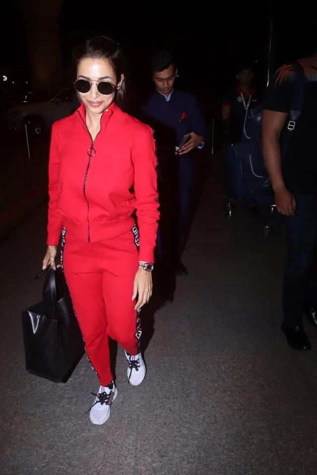 Malaika Arora’s latest Red Fendi track pants cost Rs 44K!