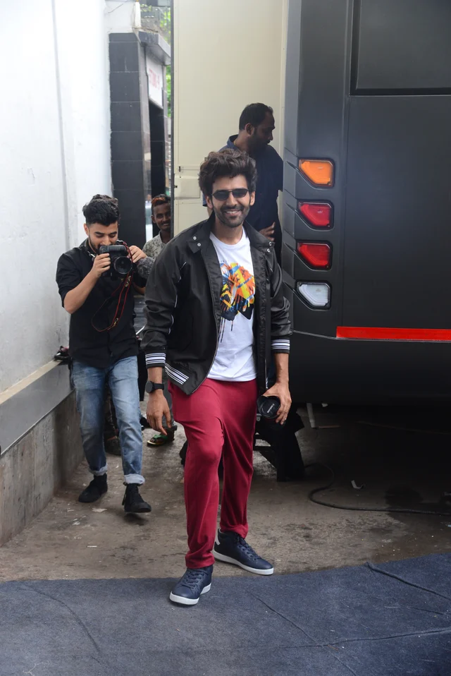 Kartik Aryan was spotted yesterday at Famous Studios for a brand shoot.