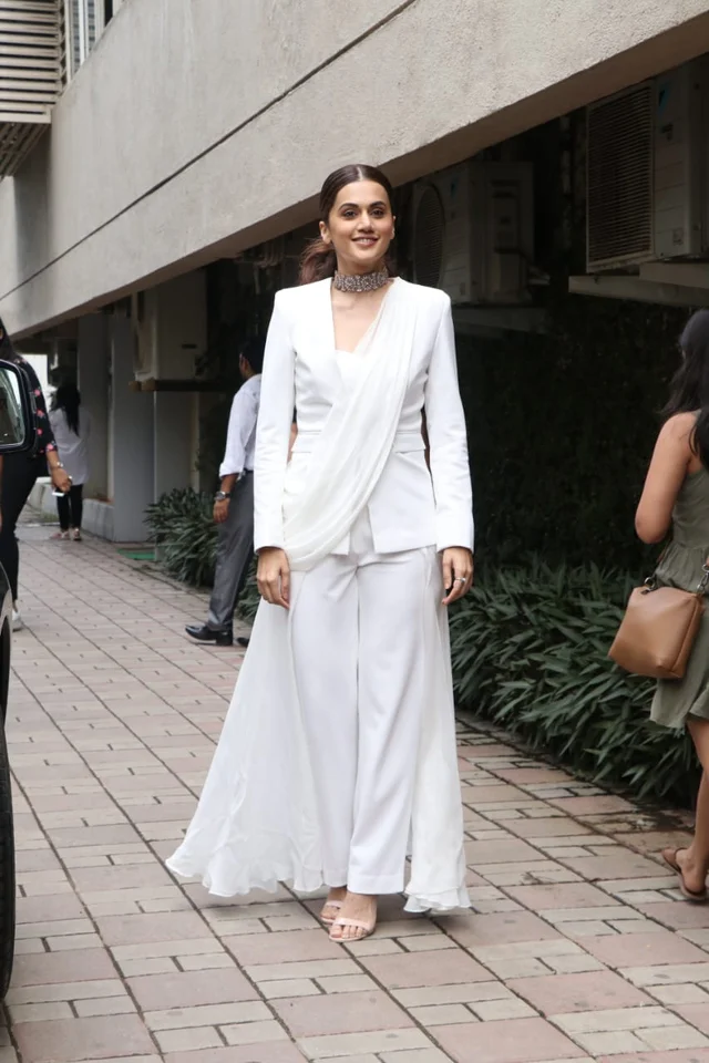 Taapsee Pannu at Mission Mangal's trailer launch at Fun Republic in Andheri.