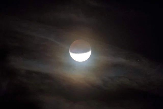The moon is seen during a partial lunar eclipse in Lavau-sur-Loire, western France, on July 16, 2019.