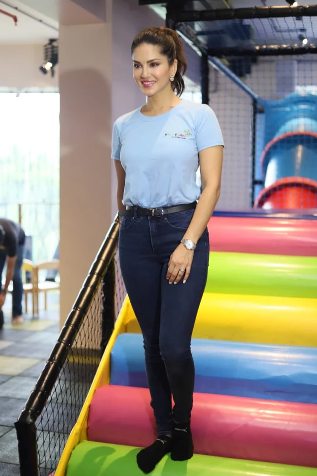 Sunny Leone at her Playschool opening today