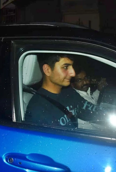 Junior Pataudi Ibrahim Ali Khan snapped while driving in the city.