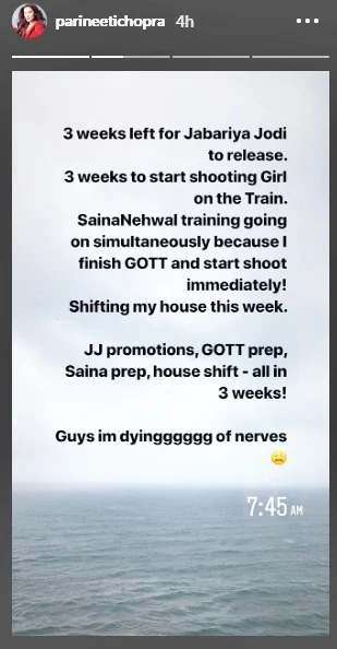 Parineeti Chopra 'dying of nerves' ahead of a hectic schedule