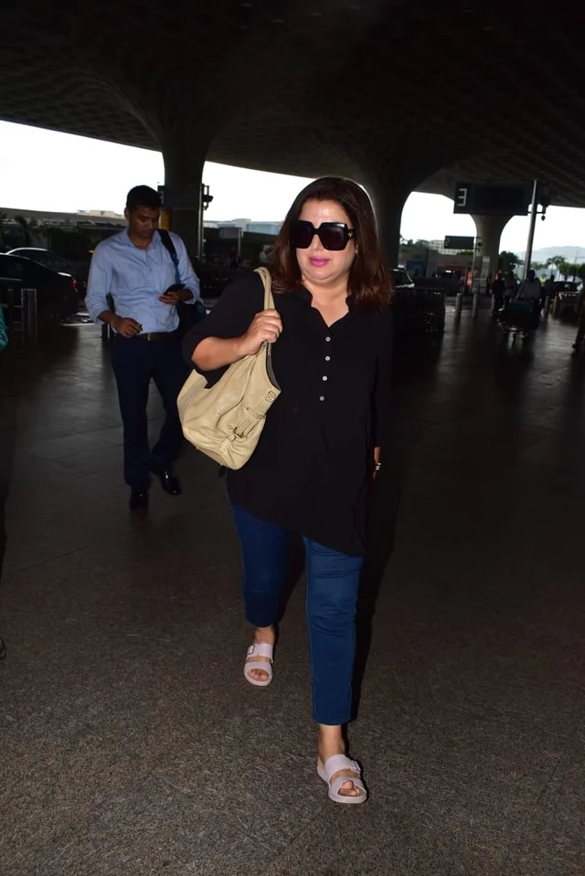 Director-Choreographer Farah Khan spotted at the airport leaving for Delhi.
