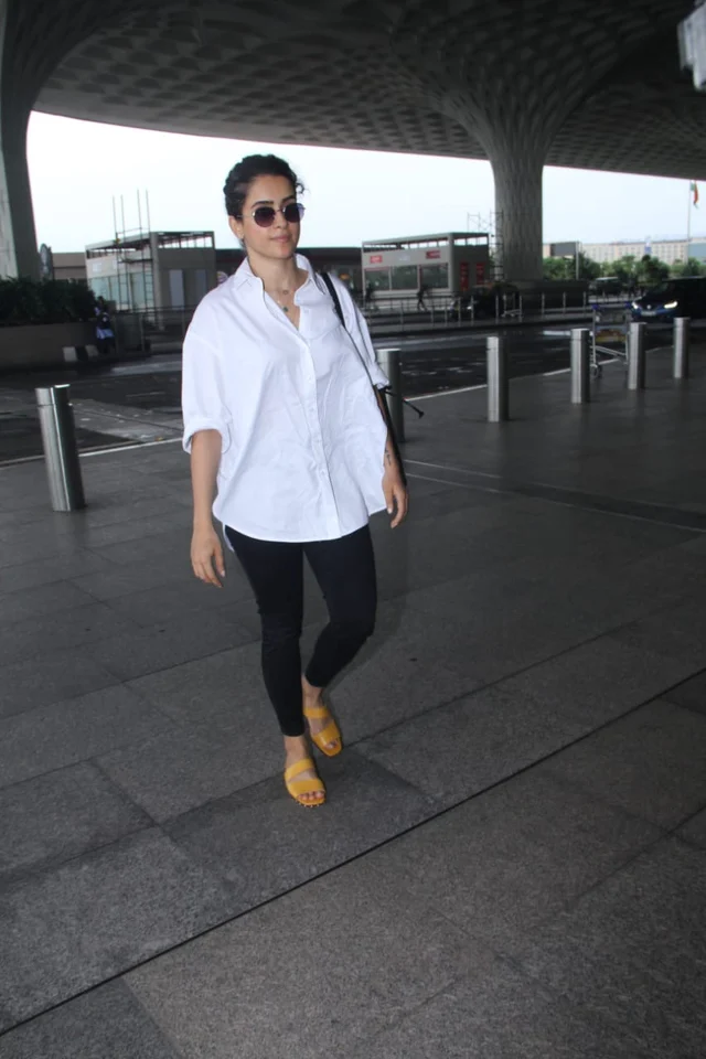 Sanya Malhotra at airport today morning.