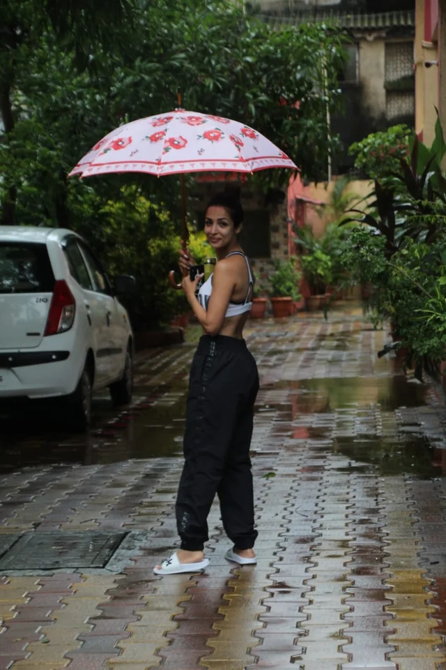 Malaika Arora Khan after returning from Delhi headed out for gym session on a rainy saturday