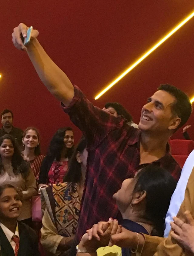 Akshay Kumar visited the INOX movie theatre for one of the Mission Mangal’s shows.