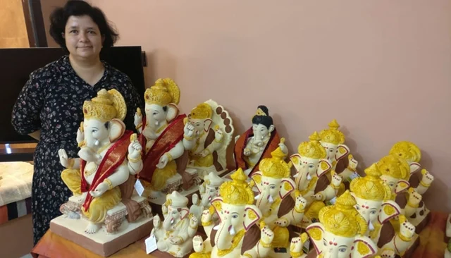 Veena Wataney, Founder of eCoexist, with eco-Ganesha