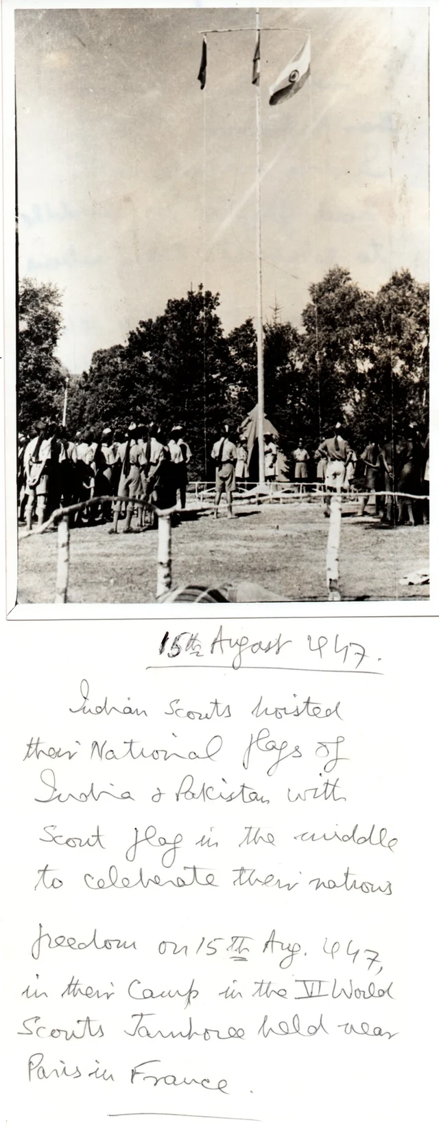Boy scouts, Paris and a flag hoisting in 1947