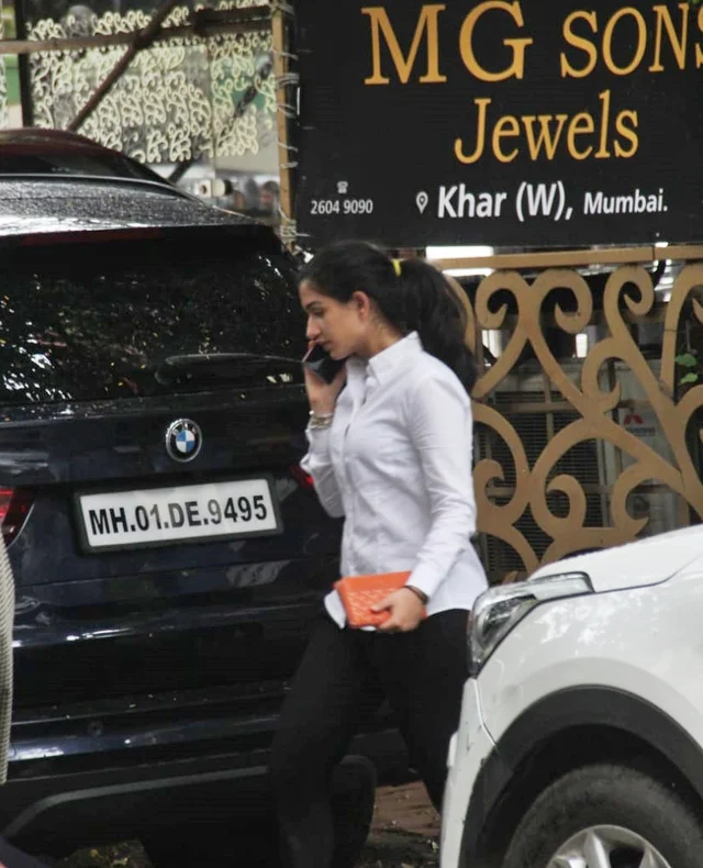 Radhika Merchant accompanied by her dog was snapped at a veterinary clinic in Bandra.