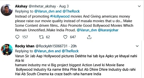 Varun Dhawan shuts down troll while Dwayne Johnsons says 'Varun is the Best'