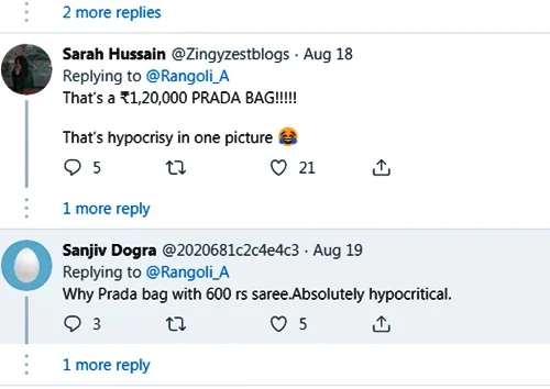 Netizens call Kangana Ranaut 'Propaganda Princess' for pairing Prada bag with sari worth Rs 600