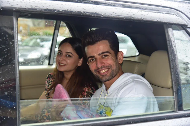 Actor Jay Bhanushali and Mahhi Vij were snapped with their newborn as discharged from the hospital.