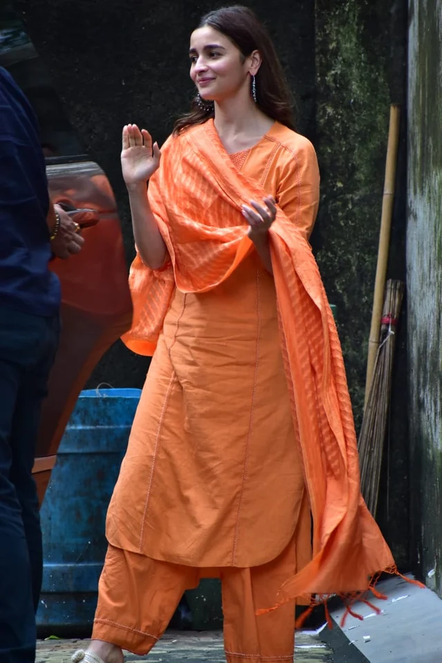 Alia Bhatt snapped in a traditional salwar suit.