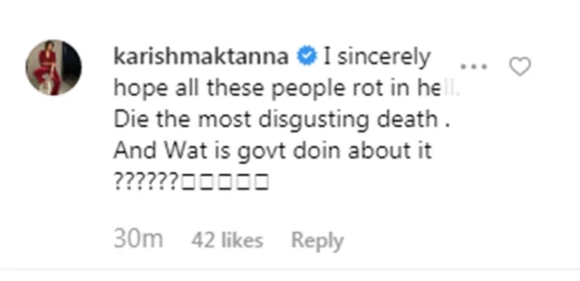 Comment of Karishma Tanna on the images
