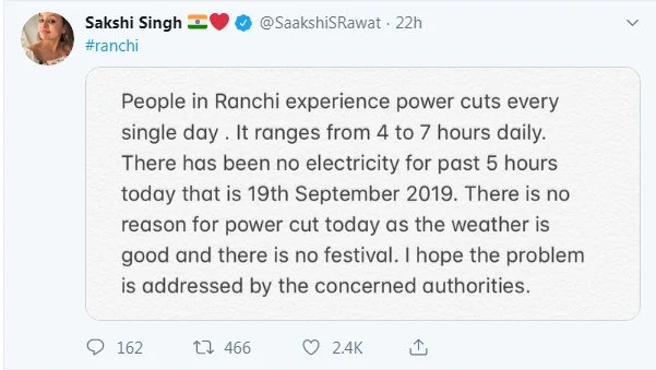 Sakshi Dhoni's tweet