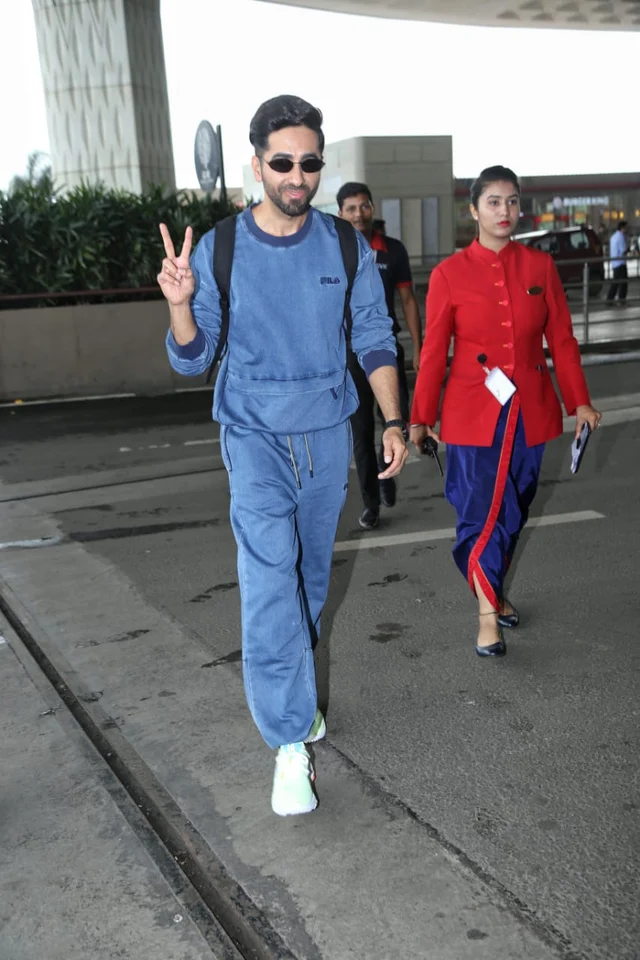 Ayushmann Khurrana who is gearing up for the release of his next film ‘Dream Girl’ was snapped heading out for film promotion. He was seen wearing an all blue outfit with a black backpack and white sneakers.