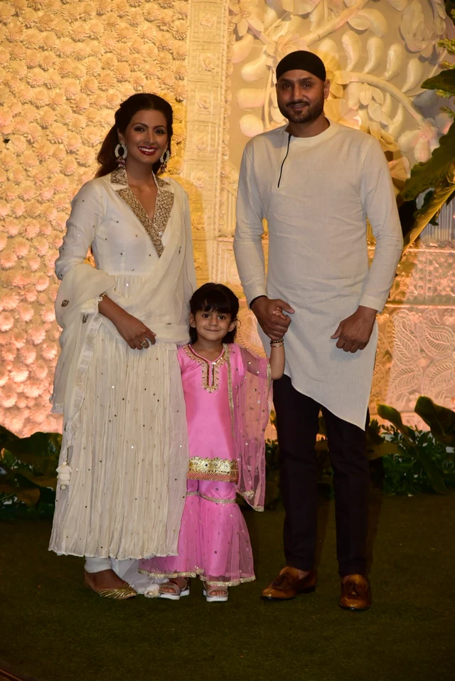 Harbhajan Singh with wife Geeta Basra and Daughter Hinaya