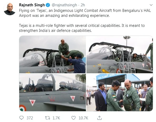 Rajnath Singh's tweet