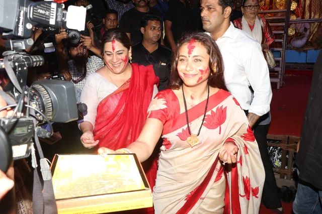 Karan Johar, Rani, Kajol come together for 'Sindur Khela' on last day of Durga Puja