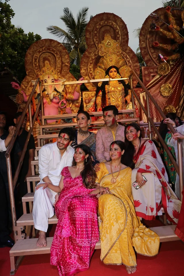 Karan Johar, Rani, Kajol come together for 'Sindur Khela' on last day of Durga Puja