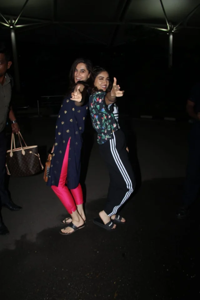 'Shooter Daadis' Taapsee Pannu and Bhumi Pednekar was spotted at Terminal 2 Mumbai airport