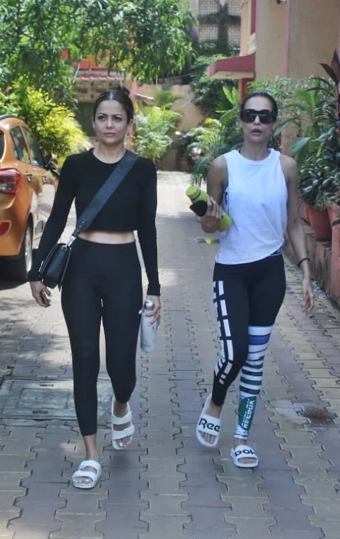 Arora sisters outside Diva Yoga center in Bandra