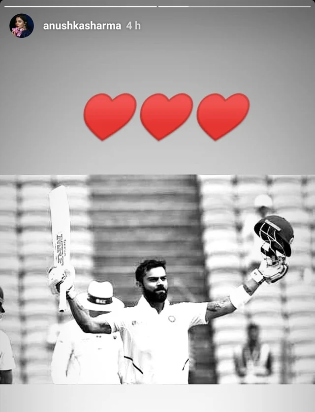 Anushka Sharma is all hearts and smiles after Virat breaks his personal best Test score