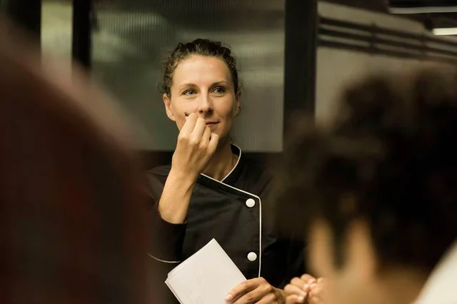 Jane smelling chocolate