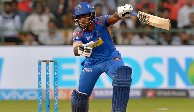 Sanju Samson during the 2018 IPL match.<br />/ AFP PHOTO / Manjunath KIRAN / GETTYOUT