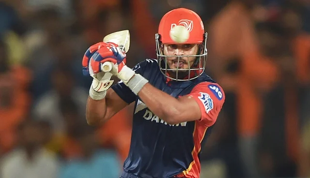Delhi Daredevils batsman Shreyas Iyer plays a shot during an IPL2018 cricket match. PTI Photo by Swapan Mahapatra