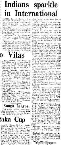 On This Day in History: July 13, 1974 – India played their first-ever ODI match