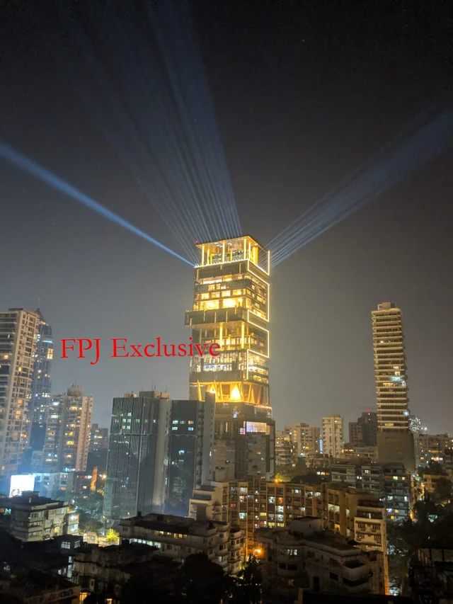 Antilia turns gold as Ambanis prepare for Isha-Anand wedding; check stunning photo