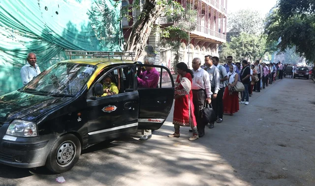 Mumbai: People wait for Taxi at Chattrapati Maharaj Shivaji Terminus due to indefinite strike by BEST employees, in Mumbai on Tuesday, January 08, 2019. (Photo by Bhushan Koyande)