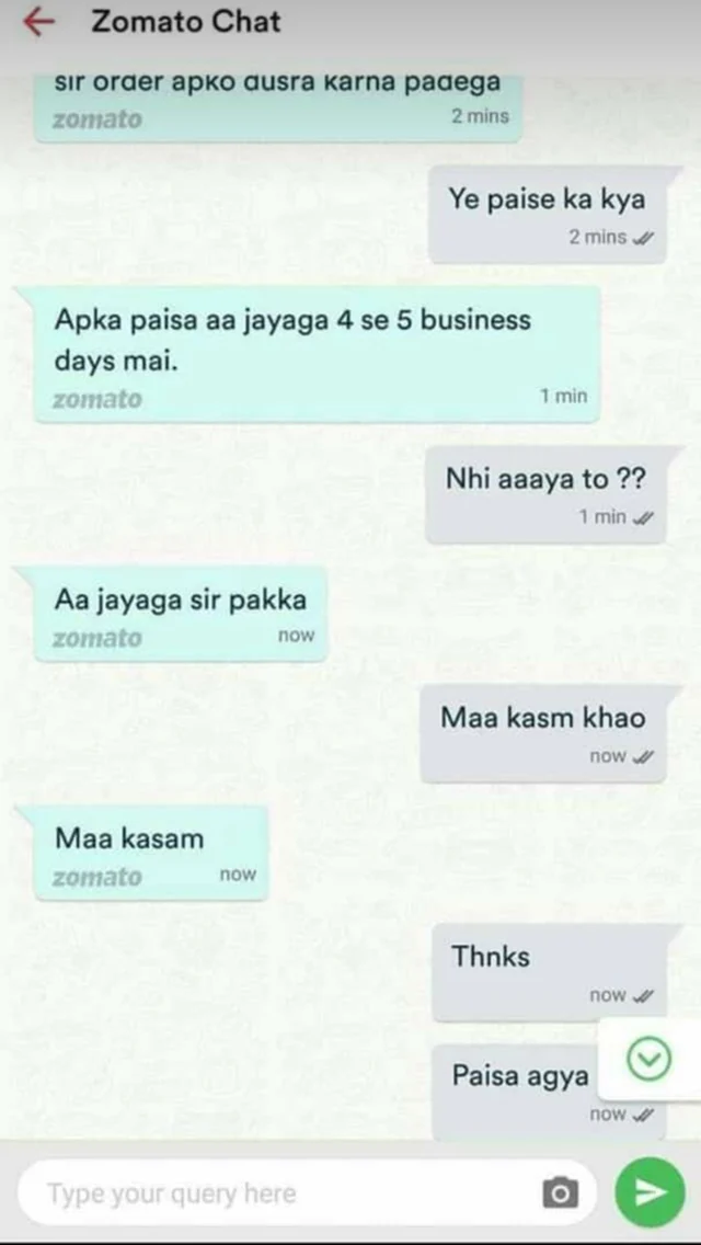 Ooi Maa! Zomato Agent takes mother promise to gain costumer’s trust