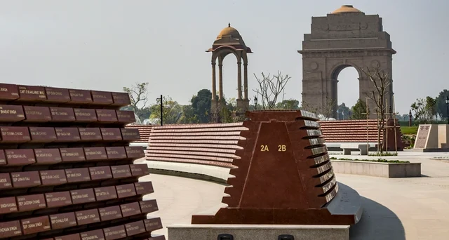A wall with the names of the martyred soldiers displayed at the National War Memorial in New Delhi, Sunday, Feb 24, 2019. PTI Photo/Vijay Verma