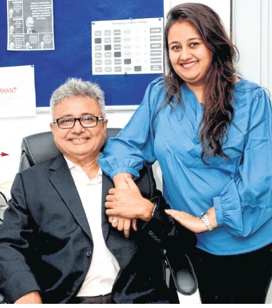 Rajen Shah along with his daughter who is like any other employee at the company. PICS B L SONI Installation of the company’s product in one of the residential premises