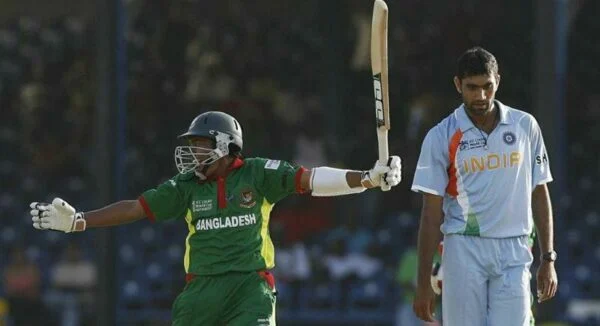 Bangladesh celebrate victory over India in 2007 World Cup. Pic: @ICC/ Twitter