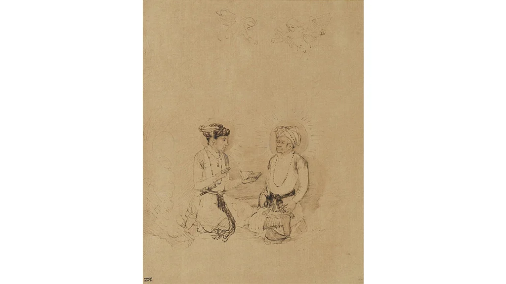 <i>The Emperor Akbar and his Son Salim in Apotheosis </i>by<i> </i>Rembrandt<i> </i>circa 1656 