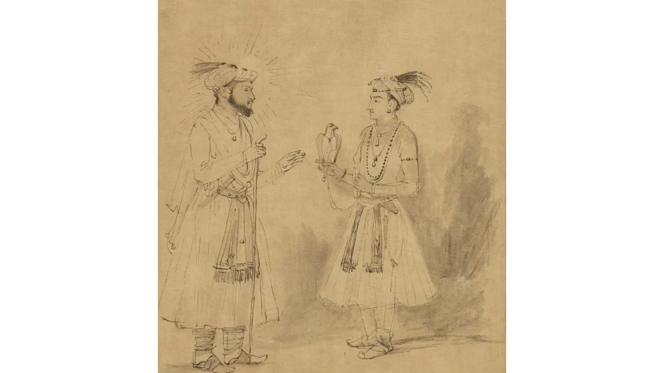 Rembrandt’s sketch of Shah Jahan with his eldest son Dara Shikoh, dated around 1654-1656 CE