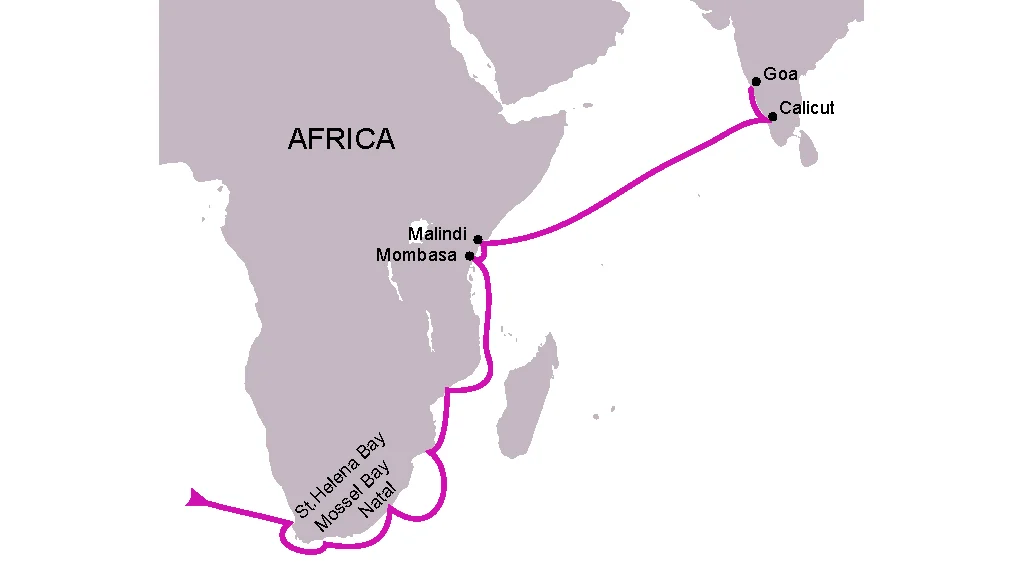 Vasco da Gama’s route on his first voyage
