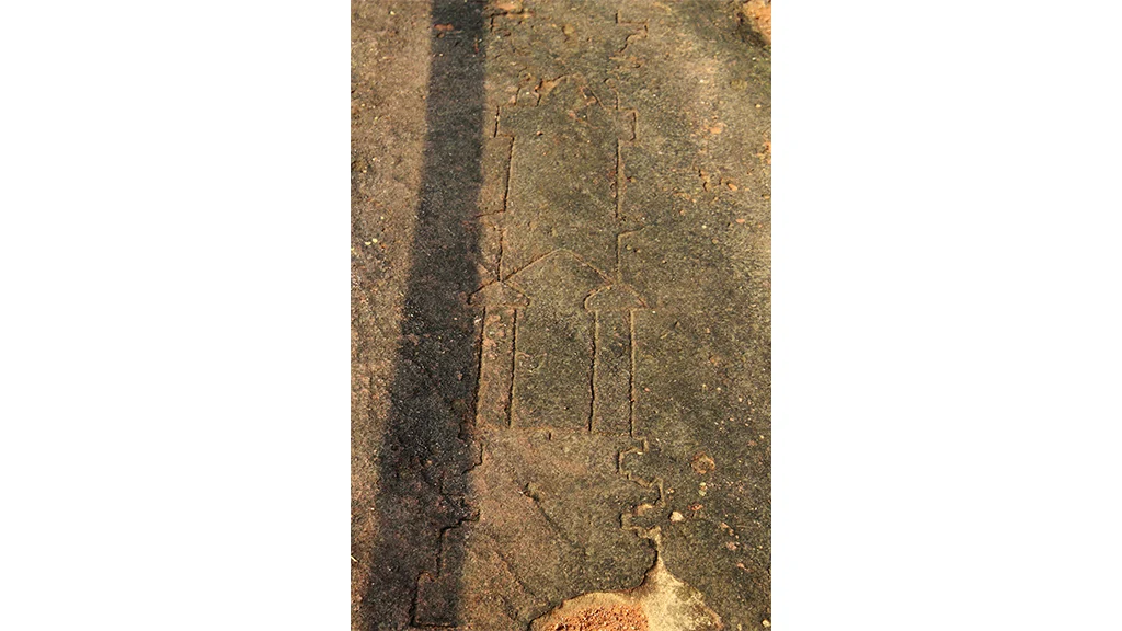 Stone carvings of architectural plans for the temple