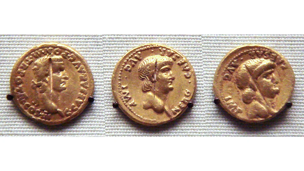 (From Left to Right) Roman gold coins found in South India